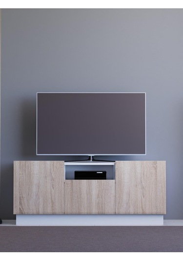 Detamob Lora Tv Ünitesi, Tv Sehpası, Beyaz/sonoma & Karbon Gri/sonoma Beyaz