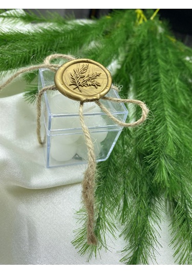 4x4 Şeffaf Mika Kutuda Kokulu Bubble Mum Söz Nişan Nikah Beyaz - Gold