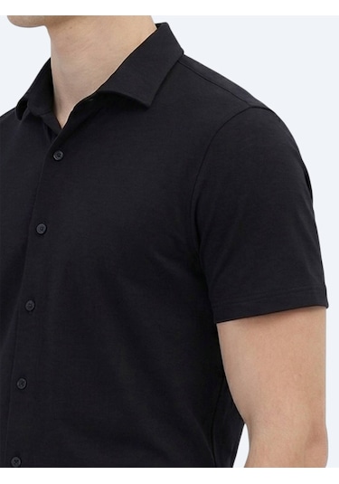 Siyah Düz Regular Fit Casual Gömlek Siyah