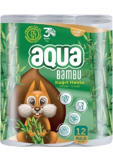 Aqua Bambu 3 Katlı Kağıt Havlu 12'li