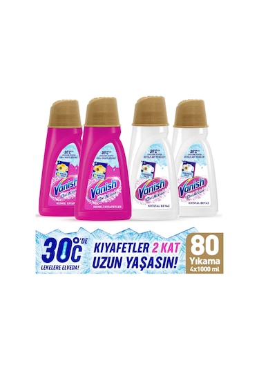 Vanish Sıvı Leke Çıkarıcı Renkliler İçin 2 X1000 Ml+beyazlar İçin 2 X 1000 Ml