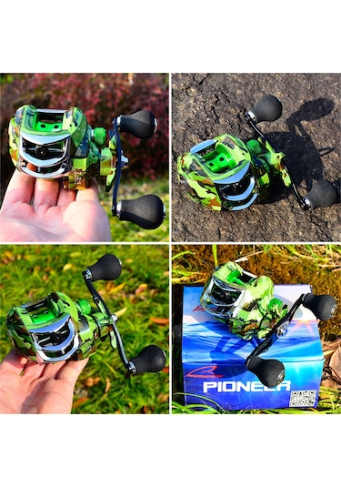 Jeehugo Sol El 18+1 Rulmanlı 7.2:1 Oranlı 10kg Maksimum Sürtünme Kapasiteli Nilon Malzemeli Metal Kamuflaj Balık Makinesi