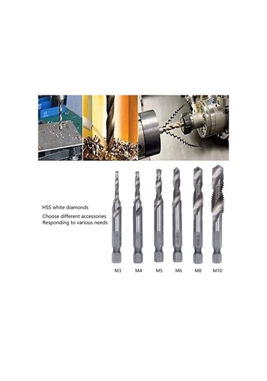 Fosenze 6 Adet Hss Kompozit Tap Ve Hızlı Değişim Chuck, Elektrik Matkapı İçin Delme Ve Diş Kesme Birleşik Aracı M3-m10