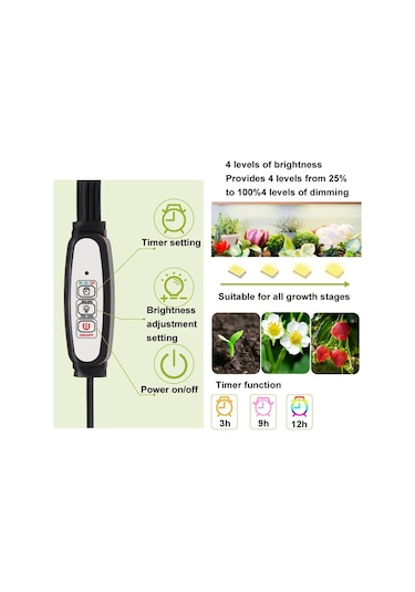 Sones 5v Usb Panel Bitki Işığı Akıllı Karartma Zamanlama Led Bitki Büyüme Işığı, Boyut: 3 Kafa Güneş Işığı Diğer