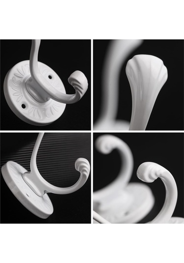 Yunboo Beyaz Metal Duvarlı Giysi Kancaları 5 Adet - Tuvalet Ve Giriş İçin - Cüzdan, Anahtar, Şapka, Halı Vb. Asma - Vidalı Tamir Seti Dahil Beyaz