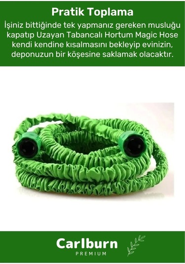 Premium Dolaşmaz Kırılmaz 7 Kademe Uzayan Bahçe Sulama Araç Yıkama Tabancalı 30 Metre Sihirli Hortum