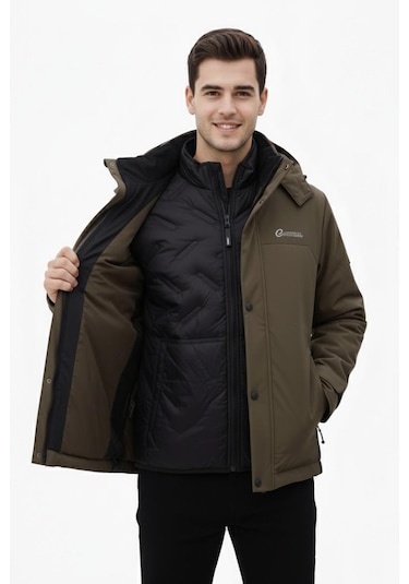 Dynamo Erkek Kapüşonlu Spor Mont 2 Parça Regular Fit 3362 Bgl-st04898 Açık Kahverengi