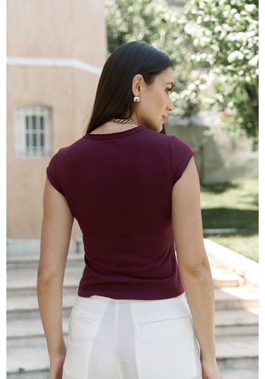 Bohemai Kensal Dar Kesim Bordo T-shirt Bordo