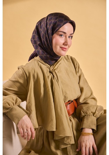 Silk Home Twill İpek Eşarp Zincir Açık Siyah Çok Renkli