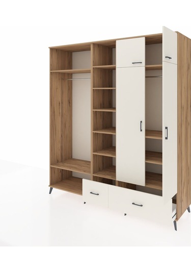 Kronos Dolap 12 Raflı 2 Çekmeceli 2 Askılı 220x59x243 Çam-aytaşı/aytaşı Aytası/aytası