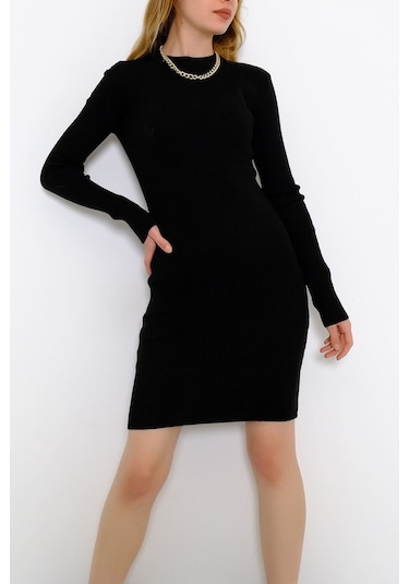 Bensu Store - Bisiklet Yaka Triko Elbise Siyah - 571.1612. 001