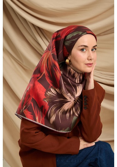 Silk Home Twill İpek Eşarp 11480-42 Mürdüm, Yeşil, Kırmızı, Pudra, Çağla