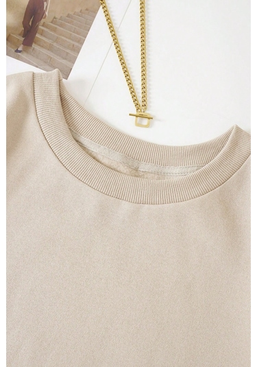 Modagen Unisex 3'lü Kahve Siyah Bej Bisiklet Yaka Oversize Sweatshirt Kahve Siyah Bej