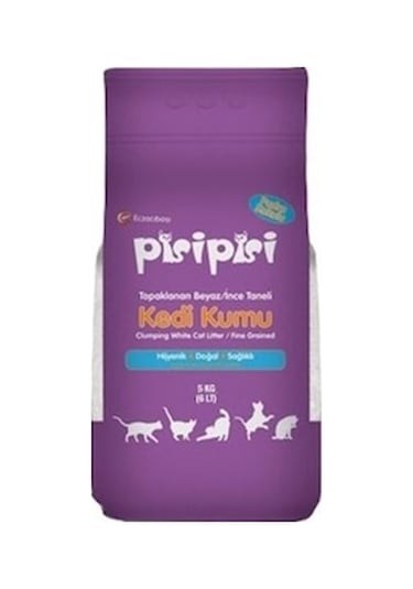 Pisipisi Pudra Kokulu İnce Taneli Topaklanan Kedi Kumu 5 Kg