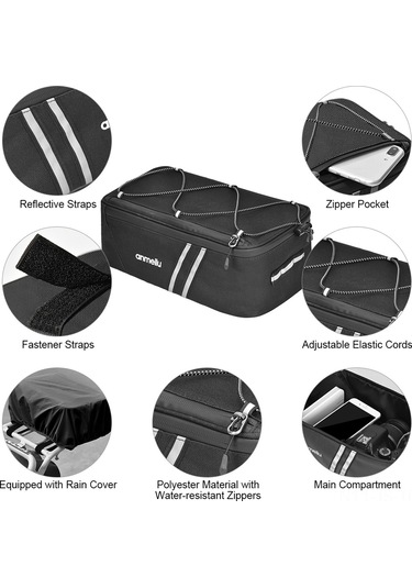 Jeemson 7l Ergonomik Bisiklet Çantası: Yağmurluklu Ve Pratik Tasarım, Siyah Polyester Kumaş Çok Renkli