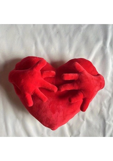 Gateesat 1 Adet Romantik Kırmızı Kalp Yastığı Mikrofiber Sevgili Yastığı Dekoratif Yastık Kırmızı