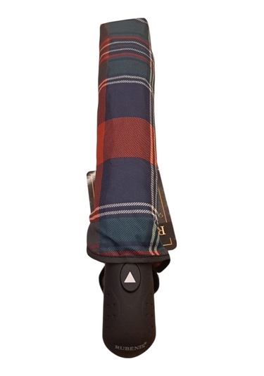 Rubenis 8 Tel Yarı Otomatik Ekose Desen Şemsiye Bordo