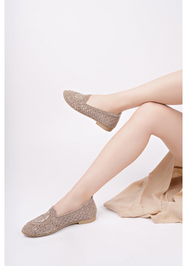 Sr-300 Hasır Babet Günlük Kadın Ayakkabı Ev Babeti Ev Ayakkabısı Vizon