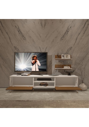 Decoraktiv Eko 4 Mdf Dvd Gold Tv Ünitesi Tv Sehpası Beyaz - Ceviz