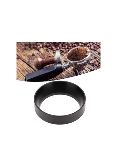 Fortunelane Alüminyum Kahve Tozu Dozaj Halka, Magnetik Kapaklı, Toz Kaybını Önler, 53mm Siyah, Kahve Makinesi Aksesuarı Siyah