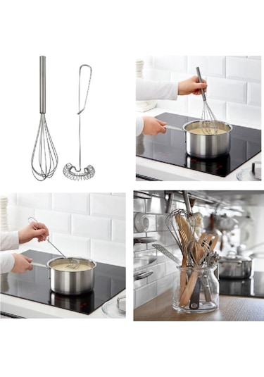 4 Lü Set, Idealısk Rende 2'li Çırpıcı Seti Idealısk Un Eleği Klockren Buharda Sebze Haşlama Gri