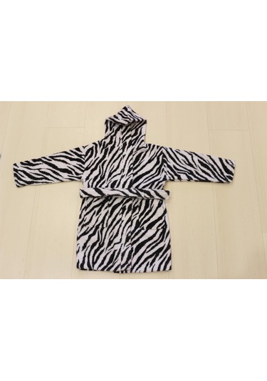 Bebek & Çocuk Baskılı Kapşonlu Bornoz %100 Pamuklu Unisex Çok Renkli