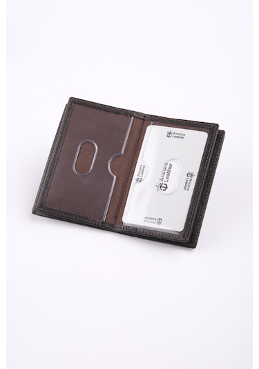 Ancora Leather Hakiki Deri Minimal Kartlık-26206 Kahve