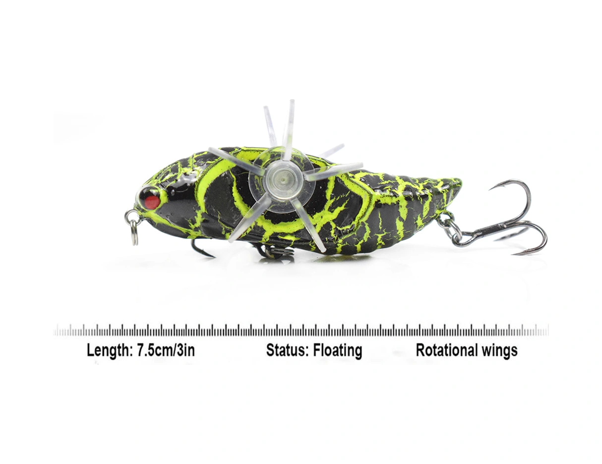 Neevoyu 7.5cm Sarı Abs Ensecto Yem, Döner Çift Kanatlı, Gerçekçi Balık Tutma Deneyimi