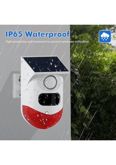 Gajeena Tuya Wifi Güneş Enerjili Dış Mekan Güvenlik Alarmı, Hareket Sensörlü, Işık Ve Sesli Uyarı, Ip67 Su Geçirmez, Ct80w Modeli