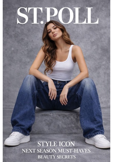 St.poll Eskitme Yıkamalı Baggy Jean Mavi