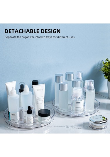 Xiyyadms Minik İki Katlı Şeffaf Döner Organizer - Mutfak Baharat, Makyaj Ve Meyve Saklama Rafı - Ayırılabilir Ve Yıkabilir Şeffaf