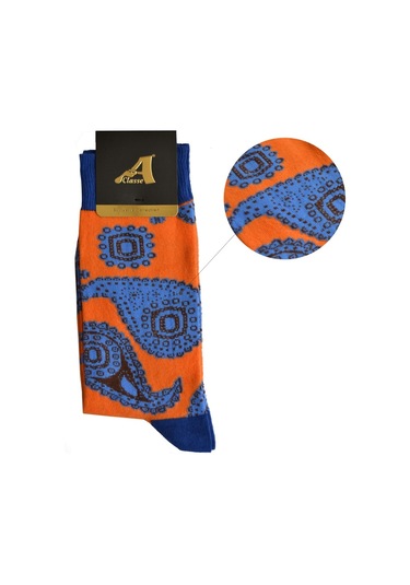 A Classe Turuncu Şal Desenli Erkek Çorap Turuncu