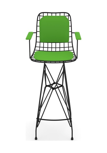 Knsz kafes tel bar sandalyesi 1 li zengin syhyşl kolçaklı sırt minderli 75 cm oturma yüksekliği ofis cafe bahçe mutfak