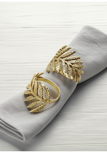 The Mia Leaf Pirinç Peçete Halkası 2li Set