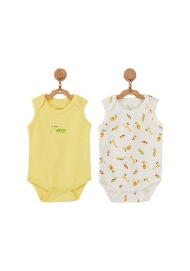 Andywawa Erkek Bebek Hayvan Motifli 2li Body AC22534 Sarı