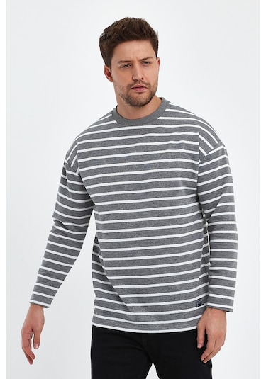 Alexander Gardi Alexandergardı Çizgili Comfort Fit Basic Sweatshirt B23-00158 001