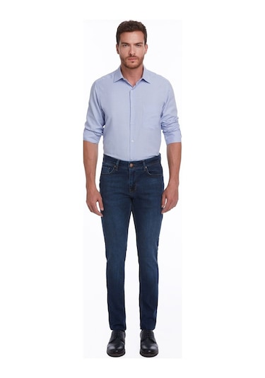Hatemoğlu Lacivert Slim Fit Düşük Bel Düz Paça Basic Kot Pantolon Lacivert