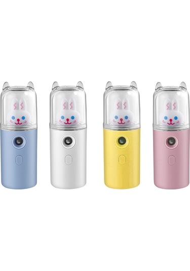 Yifomall Nano Buhar Yüz Nemlendirici, Usb Şarjlı El Tipi, Soğuk Buhar, 30ml Depo, Otomatik Kapatma, Yumuşak Cilt İçin, Sevimli Tavşan Desenli Sarı
