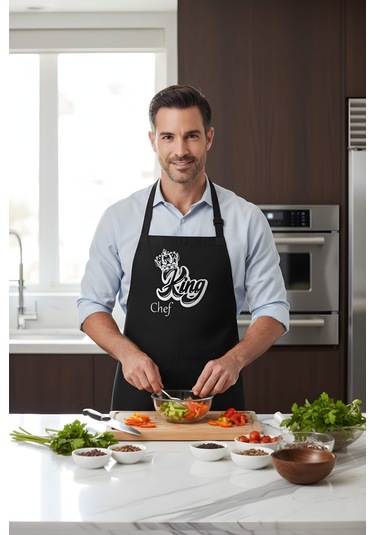 Mutfak Önlüğü King Chef Siyah Renkli