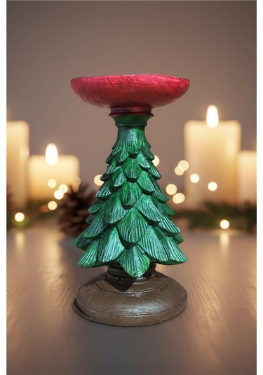 Yılbaşı Ağacı Formlu Seramik Mumluk