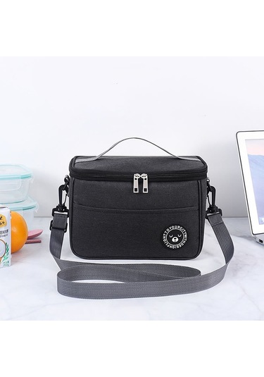 Termal Öğle Yemeği Kutusu Çantası Dayanıklı Su Geçirmez Ofis Soğutucu Kayışlı Öğle Yemeği Kutusu S Siyah Siyah