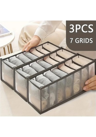 Dashanshop Siyah 7 Bölmeli Katlanır Çekmece Düzenleyici Pantolon Ve İç Çamaşırı Organizer Siyah