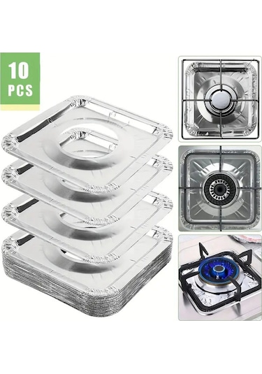 Isıya Dayanıklı Alüminyum Folyo Ocak Koruyucu Gazlı Ocak Korumalı Elektriksiz Ocak Temizlik 10'lu