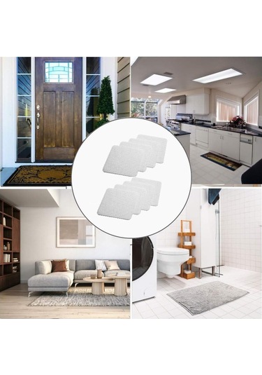 Kaymaz Mat Altlıkları, 4 Adet Kaymaz Mat Altlığı Etiketleri Kaymaz Mat Altlıkları Vakum Teknolojisi Kaymazlık Matınızı Yerinde Tutar Beyaz