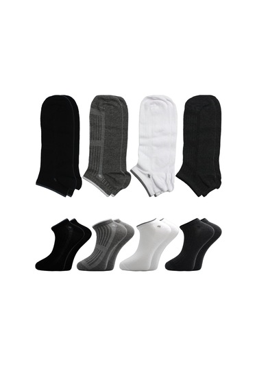 Erkek Patik Çok Renkli Pamuklu Çorap 4'lü Paket Çok Renkli