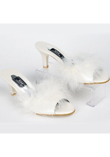 G&C Gelin Terliği Topuklu Deri Tüylü 155