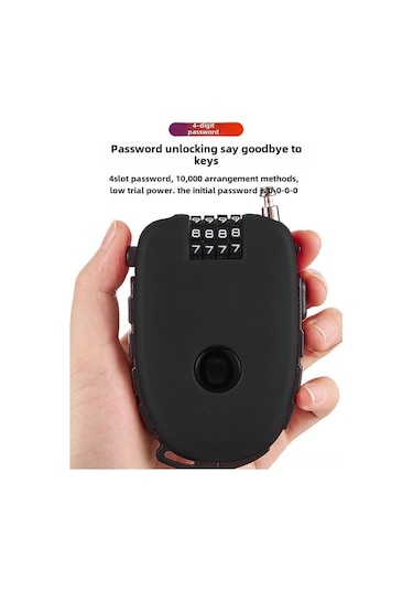 Springsun Askeri Yeşili Motosiklet Kask Kilit, 4 Haneli Şifreli Geri Çekilebilir Çelik Tel, Elektrikli Bisiklet Anti-hırsızlık Kilit C32 Modeli