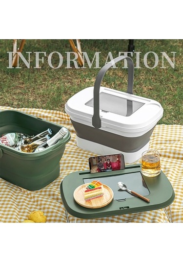 Wondernest Su Sepetli Katlanabilir Piknik Sepeti, Kahve Masası Fonksiyonlu, Çok Amaçlı Kullanım - Km 12cm