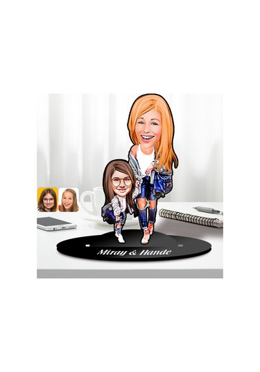 Bk Gift Kişiye Özel Anne-kız Karikatürlü Ahşap Biblo-2, Anneye Hediye, Anneler Günü Hediyeleri Kobitmeyencom30612 Bk