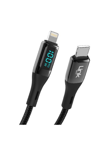 LinkTech K683 Dijital Göstergeli Type-C - Lightning 100W Data ve Şarj Kablosu 1mt